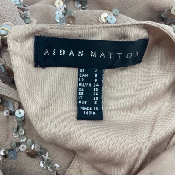 Aidan Mattox Blush Pink Sequin Short Sleeve Dress US 2 New with Tags - Picture 12 of 14